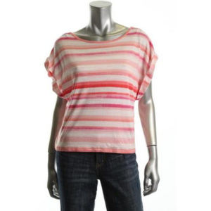 FAMOUS CATALOG PINK STRIPED SHORT SLEEVE TOP